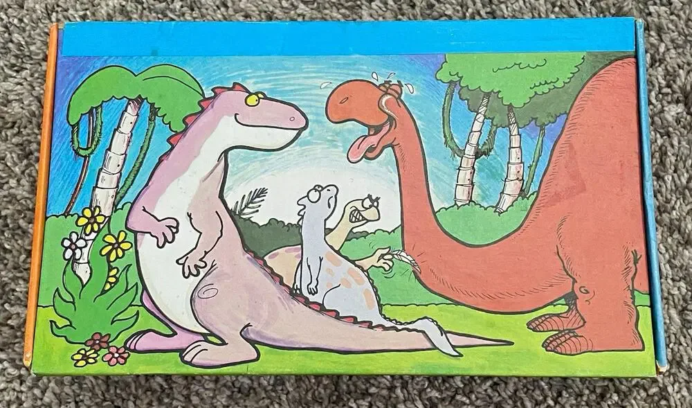 Vintage Dinosaur Cartoon Cardboard Pencil Pen Case Box Lebanon Packaging School